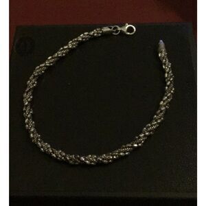 New Sparkling Twisted Diamond Cut  .925 Sterling Silver Chain Bracelet